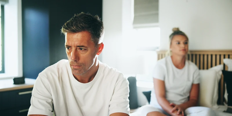 kembali man woman sitting bed sex porn addiction